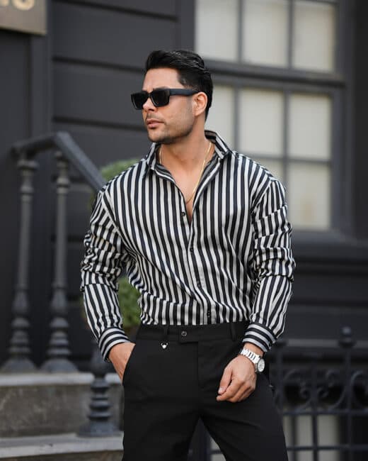 پیراهن راه راه نخی