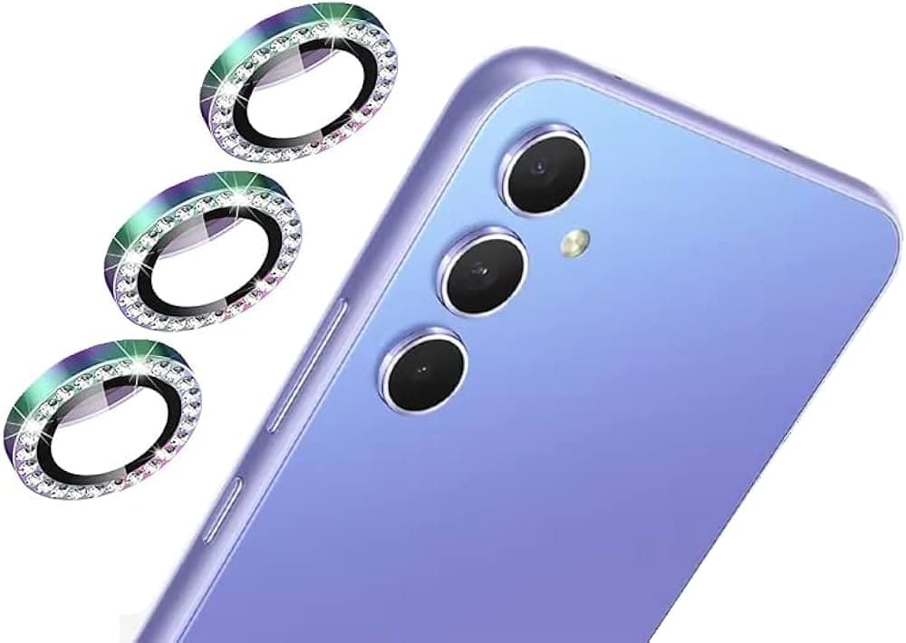 گلس لنز دوربین گوشی سامسونگ S24 FE از نوع رینگی نگین دار