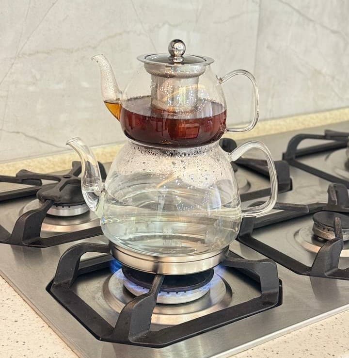 کتری قوری پیرکس وارداتی کف استیل مدل گرد کد 1016024