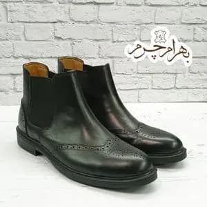 نیم بوت مردانه اسپرت چرم طبیعی مشکی مدل کایوت حراج تک سایز قالب بزرگ