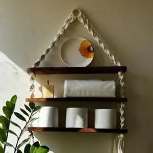 شلف چوبی سه طبقه دکوراتیو طرح فانتزی