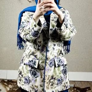 کت زنانه ژاکارد گل دار بنفش