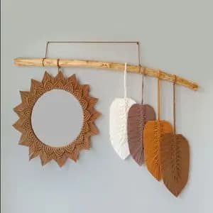 دیوارکوب برگ و قاب اینه مکرومه بافی مدل کادویی