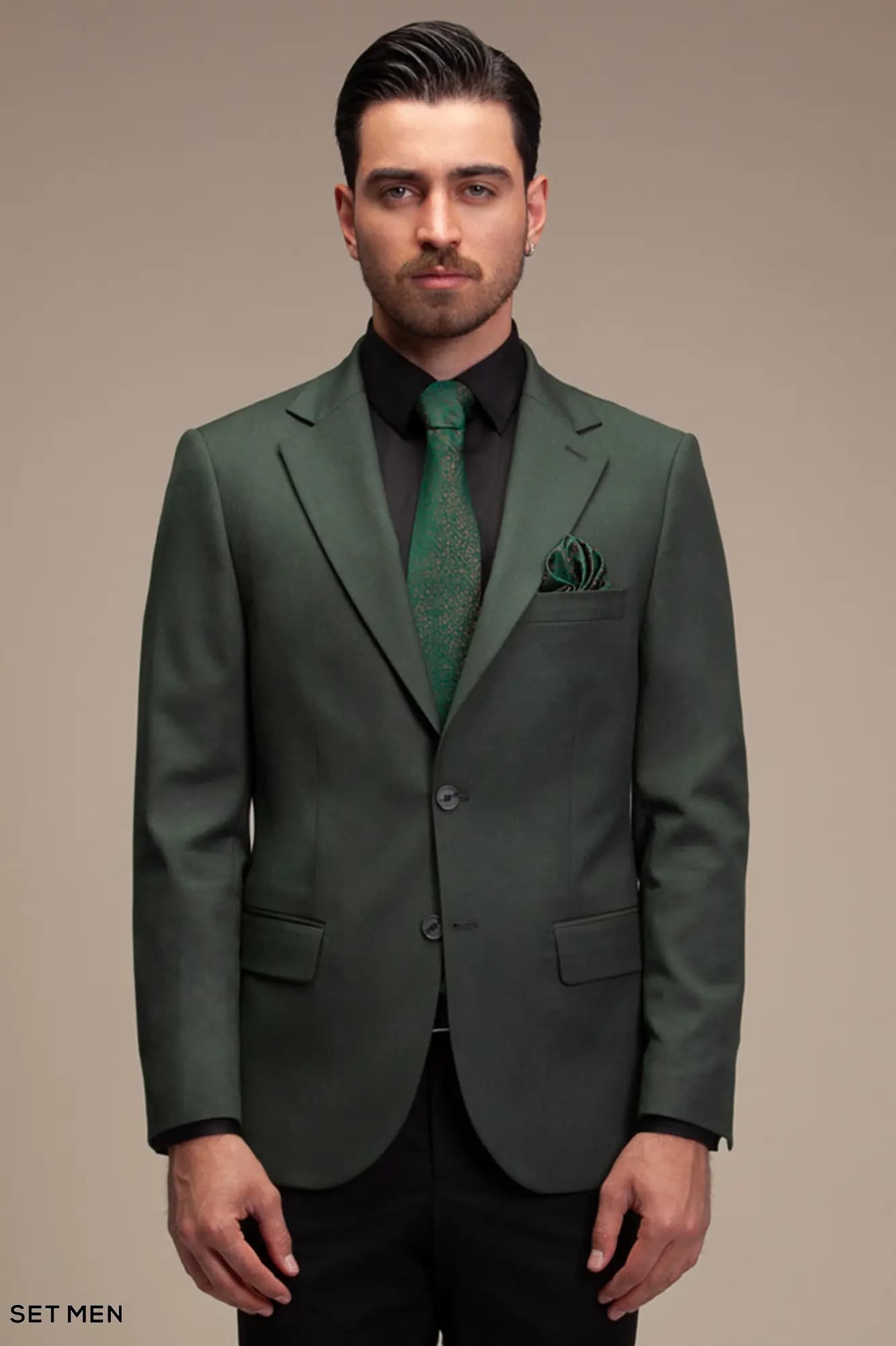 کت تک مردانه یقه انگلیسی نیم آستر دو دکمه دو چاک