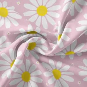 پارچه ملحفه مدل مخمل طرح گل بابونه کد 5011157