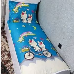 روتختی یک نفره زمینه ابی اسمانی روتختی کارتونی طرح دوچرخه