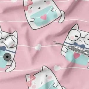 پارچه ملحفه مدل مخمل طرح گربه قلبی کد 5011436