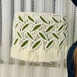 لوستر مکرومه بافی مدل برگ سبز