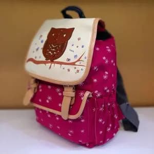 کوله پشتی صورتی مدل جغد