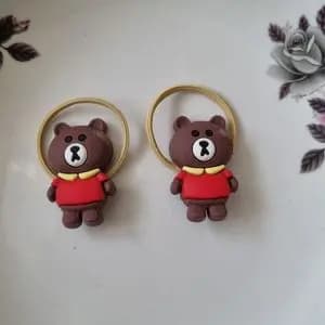 کش مو دخترانه سیلکونی طرح خرس قهوه ای پک دو عددی