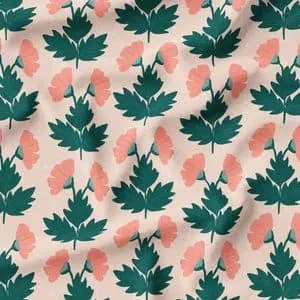 پارچه مخمل پورشه طرح گل و برگ کد 5012361