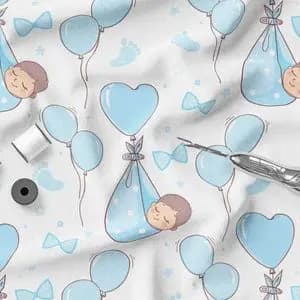 پارچه ملحفه مدل مخمل نوزادی طرح بادکنک قلبی 5011487