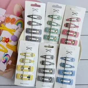 گیره مو تق تقی دو جفتی دخترانه و زنانه لاکی و پاستیلی پک چهار عددی