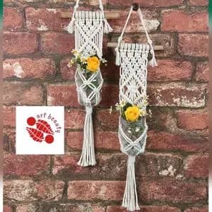 اویز گلدان مکرومه بافی طرح شقایق