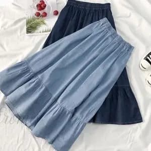 دامن جین کاغذی چین دار