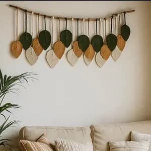 دیوارکوب برگ مکرومه بافی طرح طناز