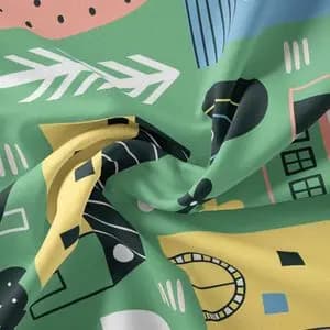 پارچه ملحفه مدل مخمل طرح شهر کارتونی 5011699