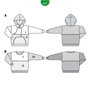 الگو خیاطی بلوز و شوییشرت کودک بوردا کیدز کد 9301 سایز 7 تا 14 سال متد مولر