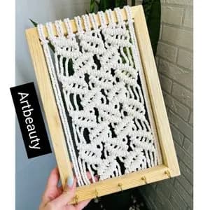 جاکلیدی چوبی فانتزی مکرومه بافی دکوراتیو طرح یکتا