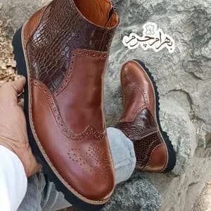 نیم بوت مردانه اسپرت چرم طبیعی قهوه ای مدل برونو پلاس تک سایز