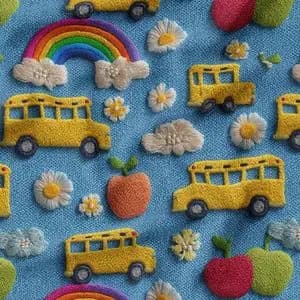 پارچه مخمل کوسن مبل پارچه باما طرح سه بعدی اتوبوس کارتونی کد 5014160