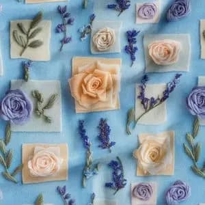 پارچه مخمل روبالشی پارچه باما طرح سه بعدی گل سورنا کد 5014184