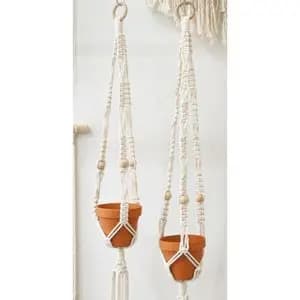 اویز گلدان مکرومه طرح بنفشه