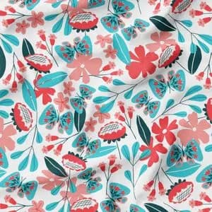 پارچه مخمل روتختی طرح گل و برگ کد 5012599