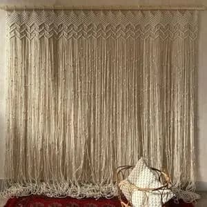 پرده مکرومه بافی مدرن طرح ققنوس