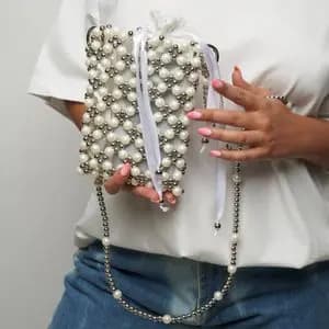 کیف دست دوز مرواریدی موبایلی هانا