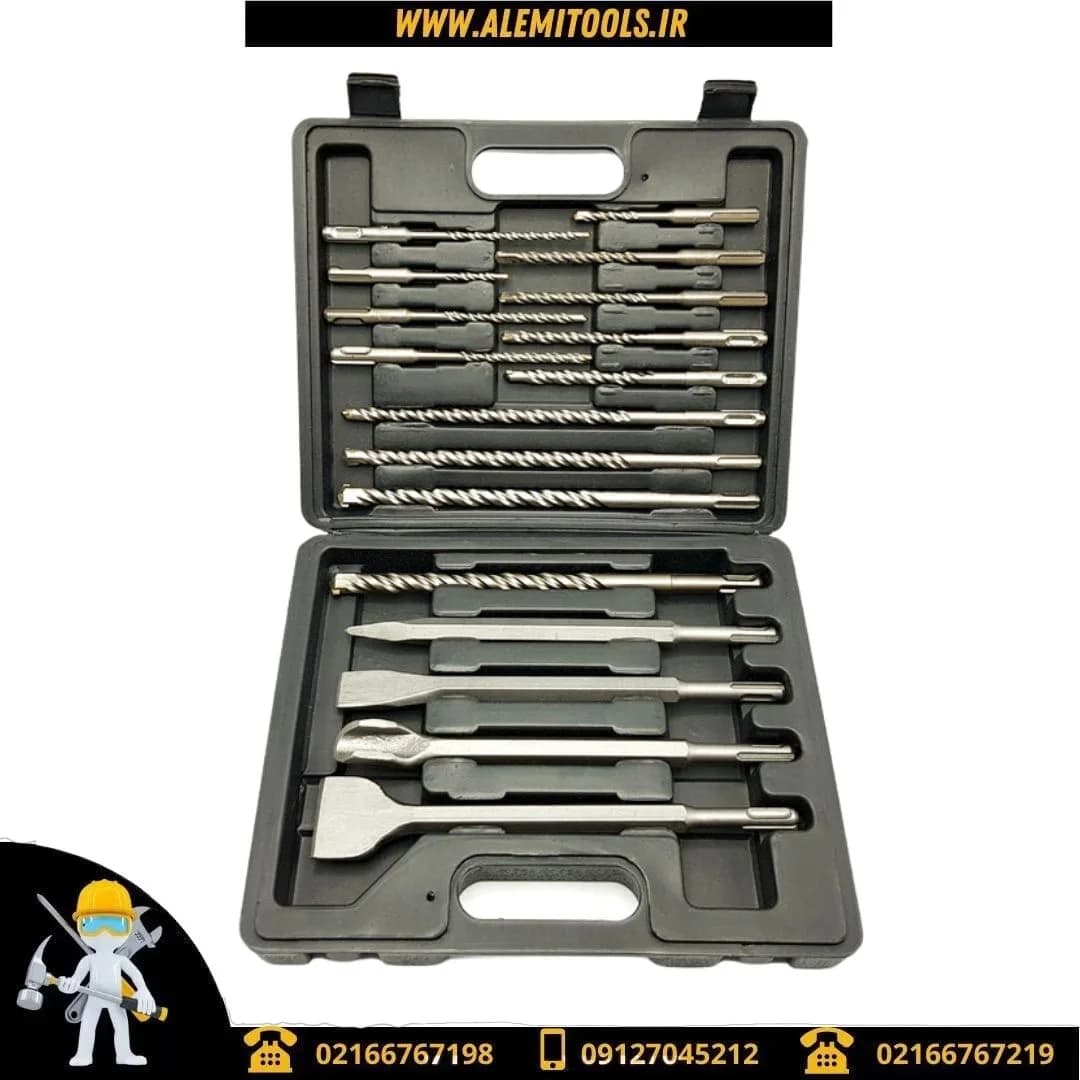 مجموعه 17 عددی مته و قلم چهار شیار باس