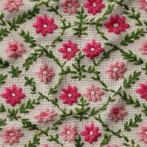 پارچه مخمل روبالشی پارچه باما طرح سه بعدی گل بافتنی کد 5013979