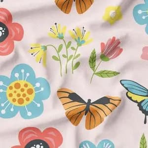 پارچه لباسی شومیز پارچه الف مدل کرپ بوگاتی طرح پروانه فانتزی کد 4011127