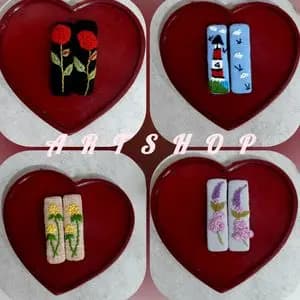 جفت گیره تق تقی گلدوزی فانتزی مستطیلی