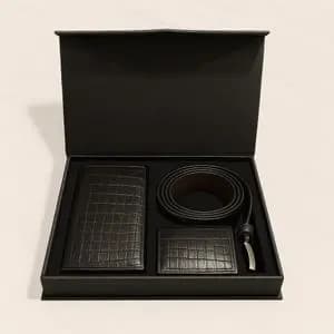 ست کیف وکمربند وجاکارتی سه تیکه چرم طبیعی