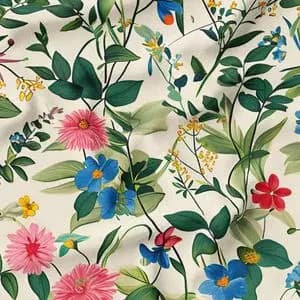 پارچه لباسی طرحدار پارچه الف مدل کرپ بوگاتی طرح شاخ و برگ سادرا کد 4011397