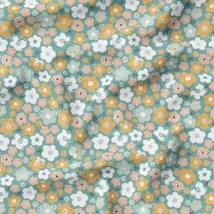 پارچه مخمل روتختی طرح گل و برگ کد 5012491