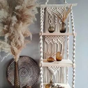 شلف دیواری سه طبقه مکرومه بافی