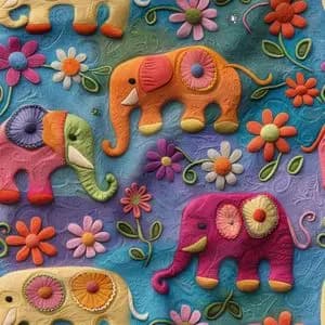 پارچه مخمل روبالشی پارچه باما طرح 5 بعدی فیل رنگی کد 5013545