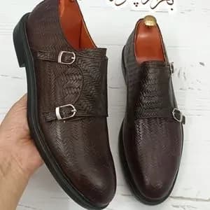 کفش مردانه مجلسی چرم طبیعی مدل آلفردو حصیری ترک