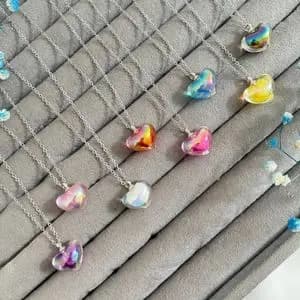 گردنبند استیل قلب آبنباتی