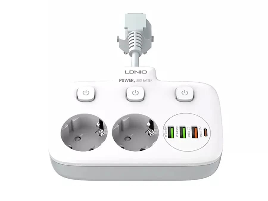چند راهی برق و شارژر 4 پورت الدنیو مدل LDNIO SE2435