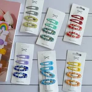 گیره مو تق تقی 4 عددی بیضی شکل دخترانه دو جفتی