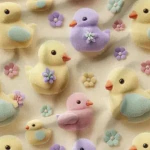 پارچه مخمل روبالشی پارچه باما طرح سه بعدی جوجه کیوت کد 5014030