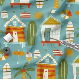 پارچه ملحفه مدل مخمل طرح ساحلی کد 5011198