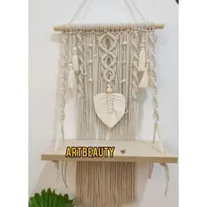 شلف چوبی مکرومه با مهره چوبی طرح طلوع