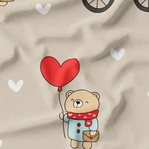 پارچه لباسی طرح دار پارچه الف مدل کرپ بوگاتی طرح خرس مهربون کد 4011536