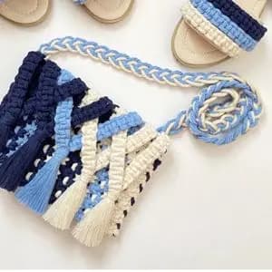 ست کیف و صندل لاکچری زنانه مکرومه بافی