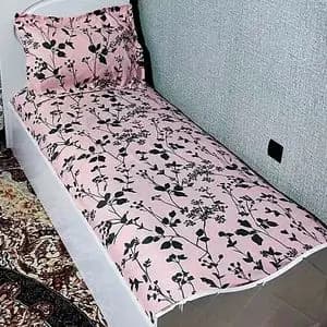 نیم ست روتختی یکنفره صورتی گل طوسی روکش تشک یک نفره روکش تخت