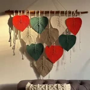 دیوارکوب برگ مکرومه بافی دکوراتیو مدل نگارین